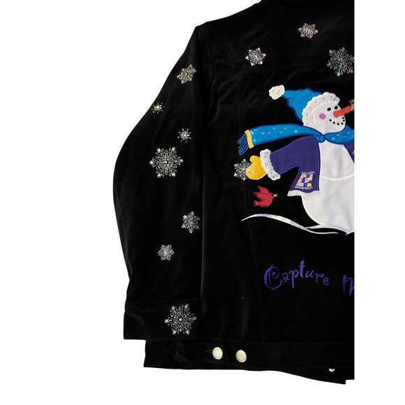 The Quacker Factory Christmas Jacket Womens 1X Used Snowman Capture the Magic - Picture 11 of 14